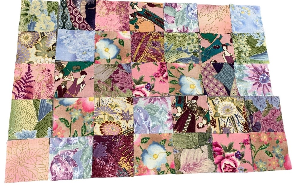 Precut 2″ Quilt Squares 132 Pieces Cotton Gold Silver Thread Fabric Sewing