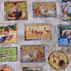 Patchwork Quilting Sewing Fabric Serengeti Plains Animals Panel 78x110cm