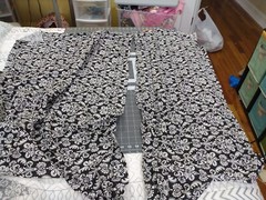 Dam@sk Black White Fabric scrap remnant sewing quilting crafts kids clothes