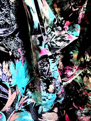 Velvet Upholstery Designer Fabric Modern Abstract Black Aqua Blue Pink 2 3/4 yd