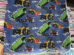 Construction Equipment Dump Truck Bulldozer Fleece Fabric, 60” Wide, Sold BTY
