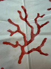 Fabric Lot 1 Yd 16 Ins 54 W Ocean Coastal Red Coral Cream Background Upholstery