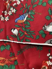 Vintage Fabric Red With Birds Cardinal Blue Birds Cotton 1.5 Yards VIP Cranston