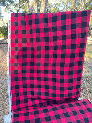Buffalo Plaid Sherpa Fabric – 60” Wide Red Black Check Flannel Top & Soft Sherpa