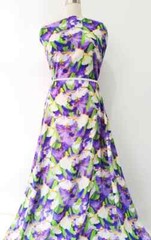 55”Wide By Yard Purple Painting Rayon Print Fabric Dress Shirt Material Viscose