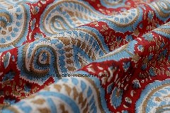 Indian Handmade Paisley Cotton Hand Block Print Red Fabric Dress Craft By 5 Yard