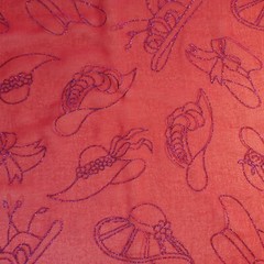 BTHY 18″ x 39″ Red Hat Society Sheer Fabric GLITTER HATS HTF