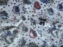 Vintage RARE 1996 Lucy Riggs Fabric Wedding Bells Whimsical Charming 1 Yard