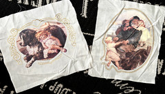 Vtg 12X12″ Victorian SLEEPING GIRL DOG PANEL Cotton FABRIC Pillow TOP Quilt
