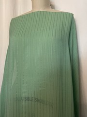 100% Silk Georgette 3D Textured Rib Stripe Sage Green Fabric 1 Yd 11″ Long 56″W