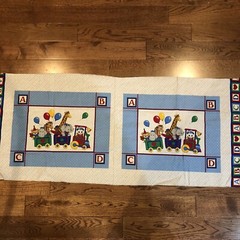 VIP Cranston ABCD ZOO TRAIN Fabric Pillow Panel 100% Cotton USA 16 x 13 Wall Art