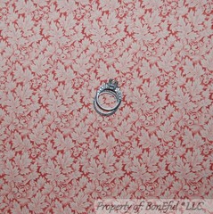 BonEful Fabric FQ Cotton Quilt Pink Coral Calico Rose Floral Leaf Berry Holiday
