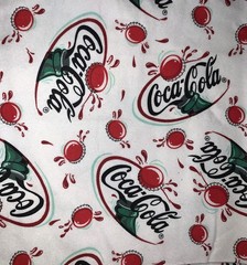 Vintage Coca Cola Logo Flannel Fabric~1 Yd x 44″