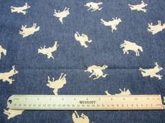 2 Pieces of Cowboy Fabric Flannel is 7/8 Yard Lightweight Denim is 3/4 Yard