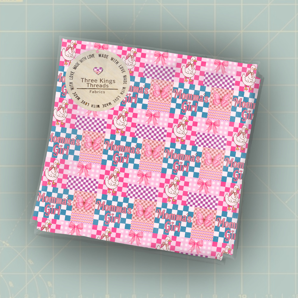 Mommas Girl Patchwork Pink Duck Goose DBP 1 Yard Fabric Seamless Design 59×36