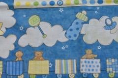 29″ x 44″, Teddy-Bear Baby-Theme on Blue Cotton Panel, SSI/Kylie Kreations,M6915