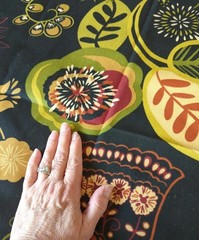 RAZZLE 2011 Covington Decorator Fabric Floral w/ Black Background 1.75 Yd 56″ W