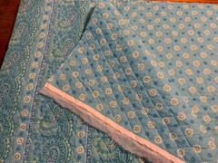 3 Lot Quilted Fabric Paisley 42”x39” Blue 1 Yd 40”+ 1 Yd 27” Brown 39”x 17.5”