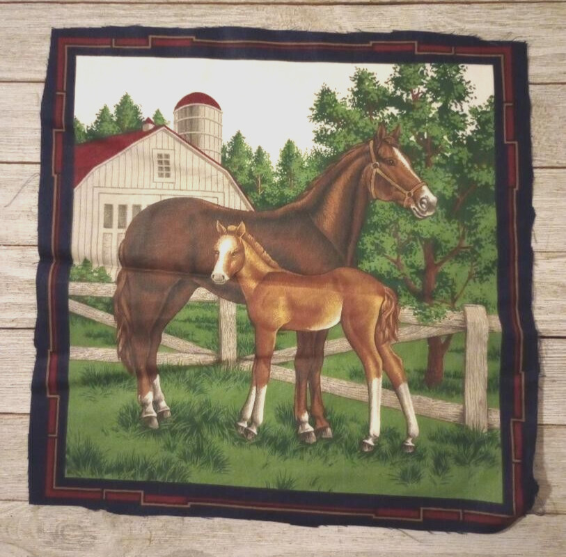 mare horse farm fun fabric 11 x 11 inch 1pc