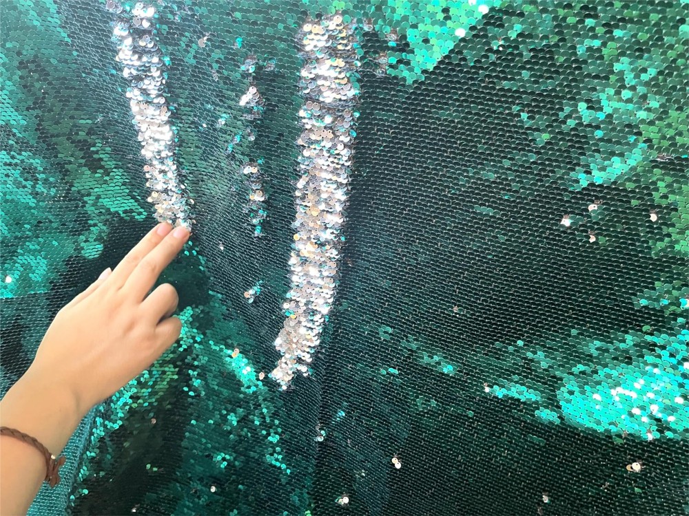penepico Sensory Fabric Dark Green Silver 5 yd Sequins