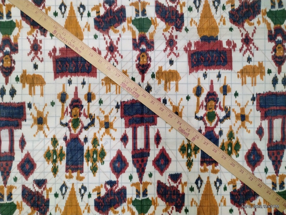 Vintage 1970s / Concord Ikat Fabric/BTY Collectible/ Boho-Chic/ OOP/45″w