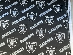 Fabric Cotton Raiders NFL Black 58” X 36” By NTT