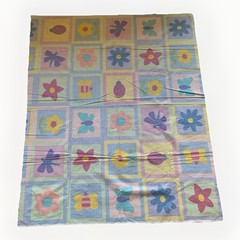 Cotton Fabric GINGHAM Butterfly Flowers Pastels 45×37″ Faye Burgos Springs