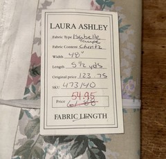 Laura Ashley Isabelle Taupe ‘Vintage’ Chintz Cotton Fabric 48” W – 5-1/2 Yards