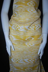 European Linen 100% Natural Fiber Beautifull Ethnic Print 5oz Mustard Off White