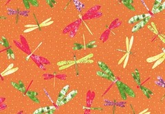 Designer Fabric Dragonflies Multi Colored Print Drapery Upholstery