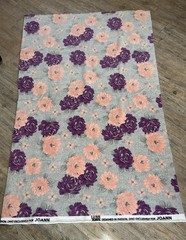 JO-ANN’S Fabric Luxe Fleece 38″ x 1.7 YDS Large Floral Purple Pink Grey Crafting