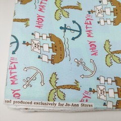 Flannel Joann’s Fabric Cotton 2.33 Yards x 43″ wide Blue Pirate Children’s Print