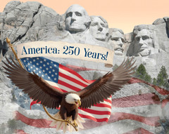 America 250 Years! Mount Rushmore Cotton Fabric Panel