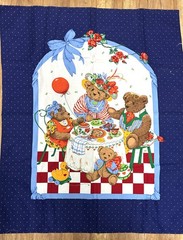 Teddy Bear Quilt Fabric Panel Tea Time 34″ x 48″ New