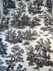 Fabric – OOP Waverly COUNTRY LIFE French Toile Pastoral Black Ivory 36″ L x 54″W