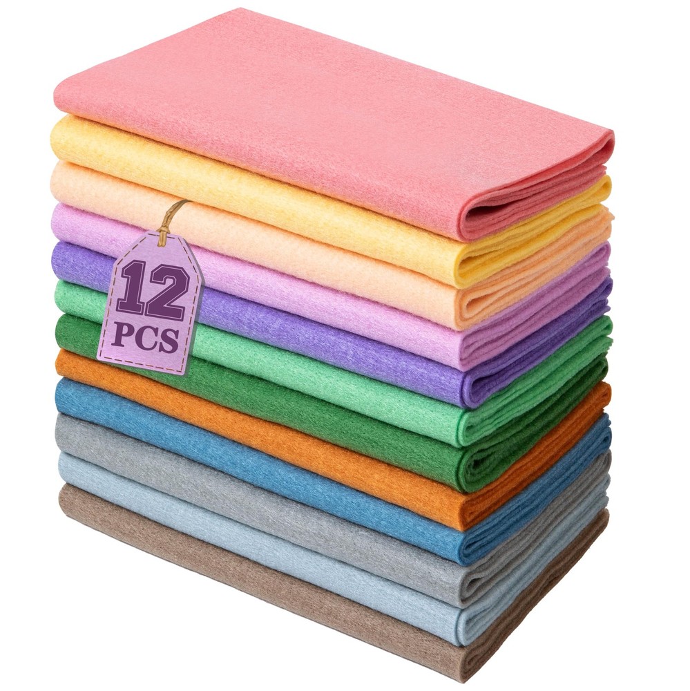12 Rolls Soft Felt Fabric Sheets 8×20 Inch 1.6mm Thick Morandi Sewing Craft