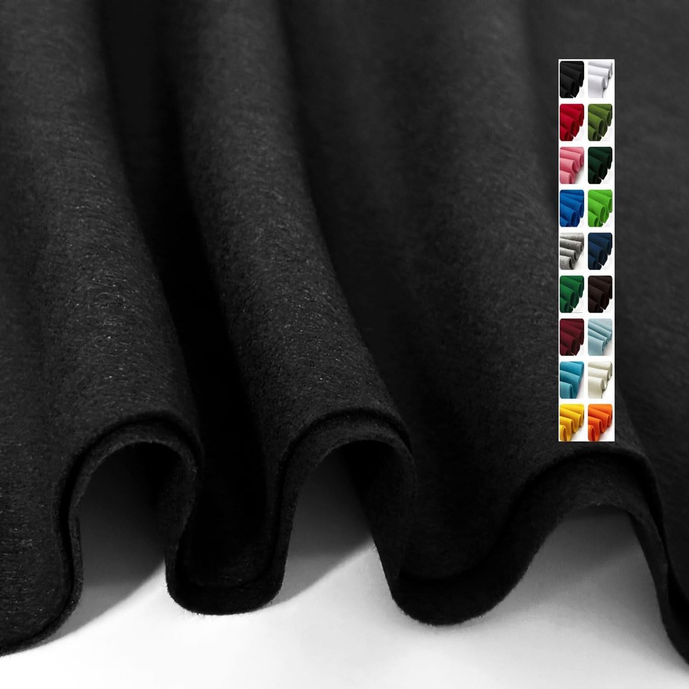 Black Felt Fabric 72″ X 36″(1 Yard), 1.6mm Thick Soft and Durable Flexible Cr…
