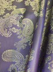Paisley Woven Brocade NONSTATIC Viscose Satin Feel Fabric BTY -Purple Gold