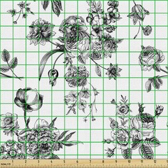 Ambesonne Black And White Fabric By The Yard Vintage Floral Pattern Victorian
