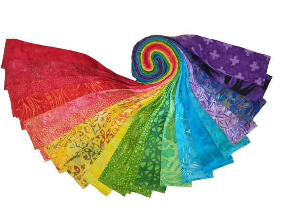 Batik 100% Cotton Fabric Jelly Roll 40 or 20 x 112cm x 6.35cm Festivale