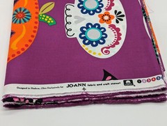 Halloween Masks New Fabric “Day of the Dead” Colorful Purple Cotton Approx 2 Yds