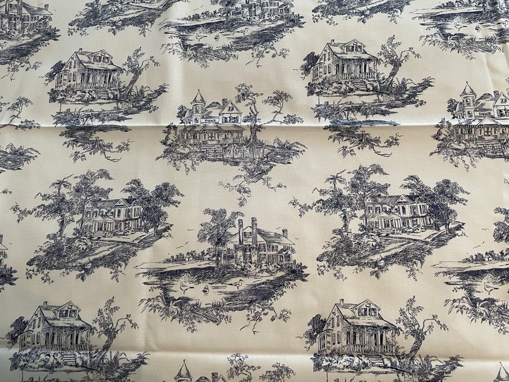 Toile De Joy Blue Upholstery Fabric 60” W X 40” L