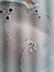 Vintage Floral Dusty Rose White Eyelet Cotton Fabric Lot 3pc Destash Craft