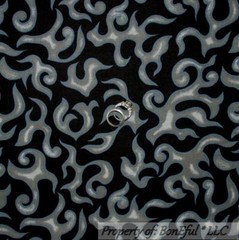 BonEful Fabric FQ Cotton Quilt Black Gray FIRE Man Flame Harley Motorcycle Cook