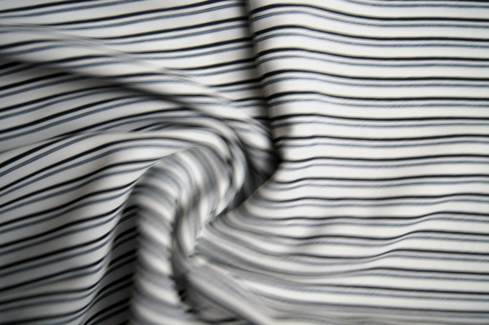 1 Yard White Black Blue Striped Silky Thin Blouse Fabric 36″ X 58″
