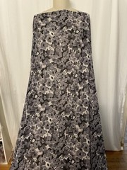 Cotton Poly Blend Floral Black Gray White Color Fabric By The Yard 56″ Wide