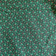 Vintage Ditsy Christmas Floral Fabric Green Cotton 43×43