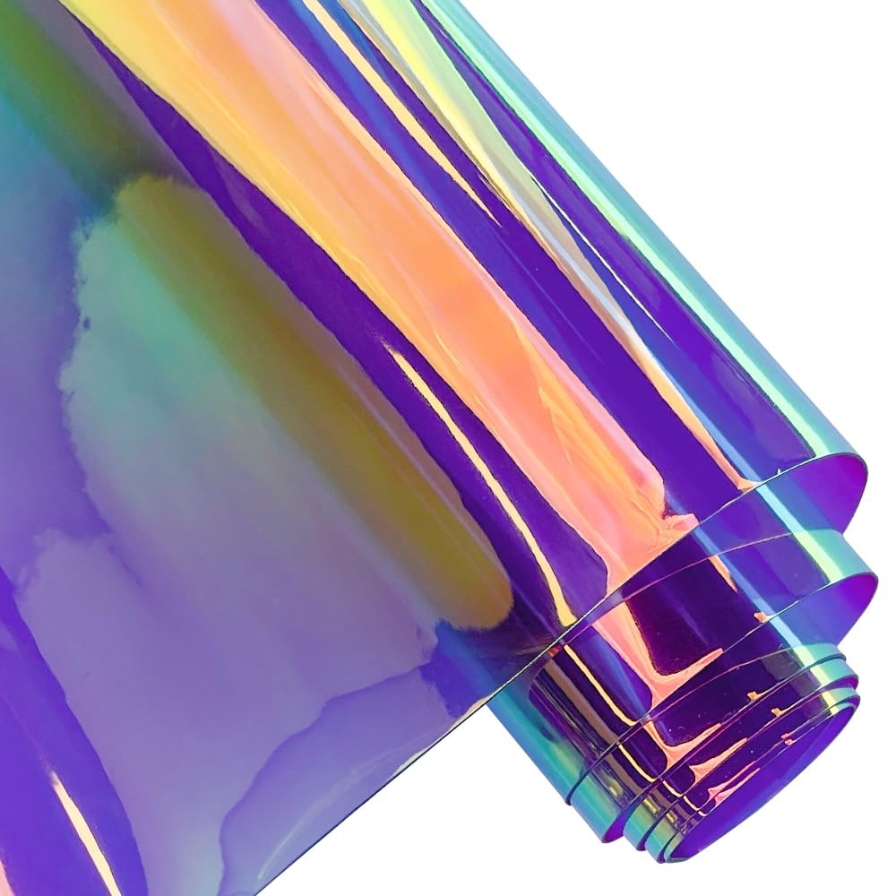 | 16 Gauge Holographic Iridescent Plastic Vinyl, 16″x54″ Transparent Vinyl Fa…
