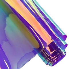 | 16 Gauge Holographic Iridescent Plastic Vinyl, 16″x54″ Transparent Vinyl Fa…