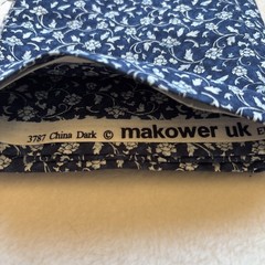 Makower UK 3787 China Dark Navy Blue Cotton Fabric White Floral 42 X 43 Inches